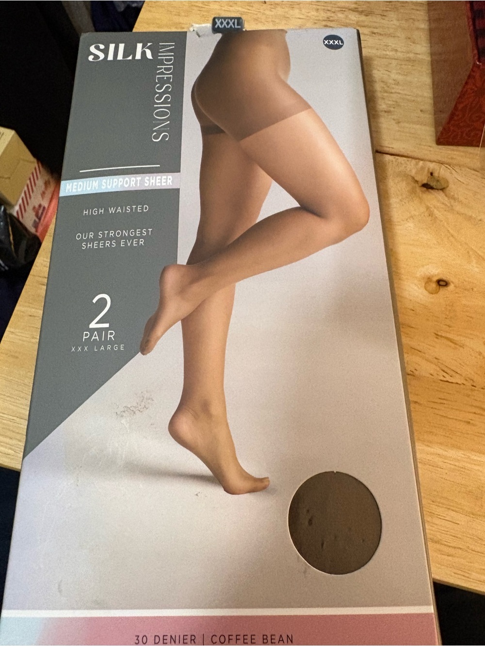 Silk Impressions 2pair coffee bean medium support sheet pantyhose xxxl